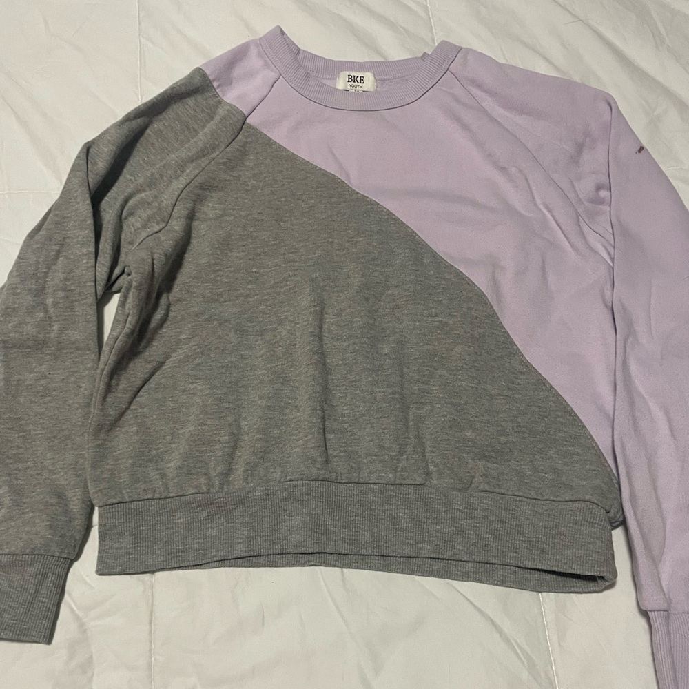 Purple and grey buckle hoodie